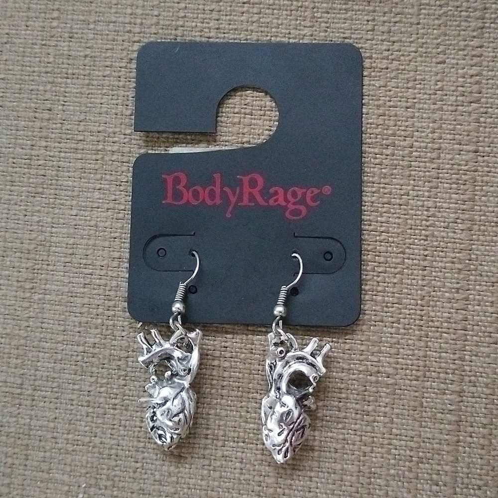 Silver Anatomically Correct Heart Dangle Earring - Spencer's